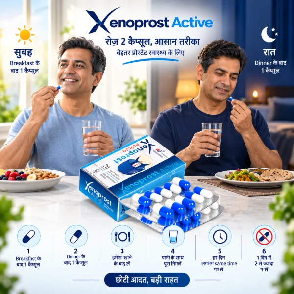 Xenoprost Active dosage guide — रोज़ 2 capsules, सुबह और रात
